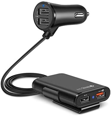 4 Port 36W USB 3.0 Car Charger,Pausseo 4 in 1 Portable Quick Charging Passenger MP3 Player Extending HUB Lossless Sound Audio Charger Digital Music Vehicle Player for Walking Jogging