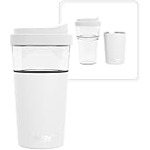 asobu Clear Insulation Vista Tritan Tumbler for Iced Coffee and Ice Tea with Removable Insulated Stainless Steel Sleeve, Familer Feel Open Spout, 20 Ounces (White)