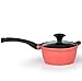 Cook N Home 1.7 Quart Nonstick Ceramic Coating Die Cast Saucepan with Lid, Pink