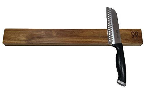 Walnut wood magnetic knife strip. Replace knife block with this magnetic knife holder. Great for organizing kitchen knives and metal tools. Magnetic strip comes in giftbox. Premium Present brand. 17in - Thumbnail 2