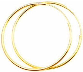 18K Gold Polished Continuous Endless Hoop Earrings, thick 2-mm tube 50-mm/2-inch round (LARGE)