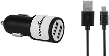 BlackBerry Priv - Premium CyonGear 10 Watt / 2.1 A (2100 mAh) Dual Port Car Charger with 4ft. Micro USB Cable + Atom LED