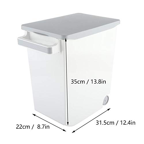 Rice Container Bin, Food Storage Container Flour Airtight Container Kitchen Grain Cereal Storing Box with Casters Gray