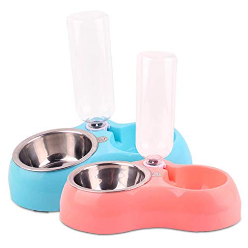 LeSharp Pets Public Accessories, Self-Dispensing Gravity Pet Feeder and Waterer,Dogs & Cats Double Feeder Bowl Stainless Steel Bowl Automatic Water Dispenser- Pink - Thumbnail 6
