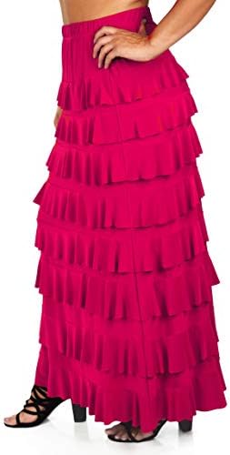 Dare2BStylishWomen Waterfall 8 Tiered Boho Layered Maxi Skirt | Reg & Plus Sizes