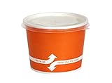 100 Count Orange Deli Containers Durable Food Storage Containers with Lids Hot and Cold Disposable 16oz Containers Use for Frozen Desserts, Soups, or Any Food of Your Choice