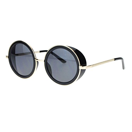 Side Visor Circle Round Lens Retro Victorian Steam Punk Sunglasses