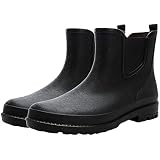 Evercreatures Women’s Meadow Ankle Rain Boots – All Black, Rubber Wellies, Cotton Lining, UK Brand, Comfort Fit