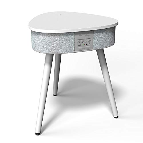 Portable Smart Side Table Bluetooth Speaker with Wireless & USB Charging Dock -2020 Modern Home Studio Smart Table Multifunctional White