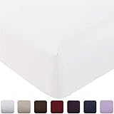 Mellanni Fitted Sheet King White - Brushed Microfiber 1800 Bedding - Wrinkle, Fade, Stain Resistant - Deep Pocket - 1 Single Fitted Sheet Only (King, White)