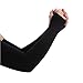 Skhls Sports UV Protection Compression Fit Cooling Arm Sleeves with Thumb Holes, Black