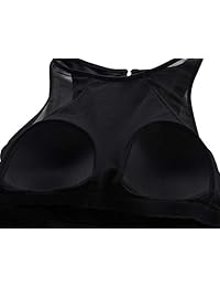 Hilor Trajes de baño de una sola pieza para dama con cuello alto e inserto de malla, monokini sin espalda