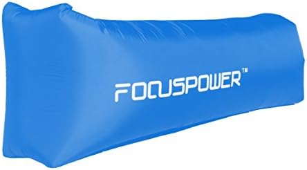 FOCUSPOWER Outdoor Infaltable Lounger Air Sleeping Bag Hiking Camping Beach Sofa Bed Banana Beanbag Rectangle Design Nylon Fabric Only 1.7lb Holds up to 440lb 82 inches (Blue)