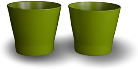 Festcool Ceramic Plant Pot, Planter, Green, Pack of 2