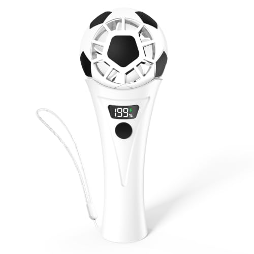 SZO Mini Ventilateur Portable USB Rechargeable 5 Vitesses Ballon de Foot | Mini ventilateur au look de ballon de foot avec écran LED 5 vitesses + réglage fin 1-199 seulement 130g idéal en déplacement.