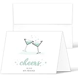 2020 Cheers and Congratulations Card â€“ Blank Celebratory Greeting Fold Over Cards & Envelopes â€“ For Birthdays, Holidays, Business | 25 per Pack | A2 â€“ 4.25 x 5.5â€ When Folded (Green)