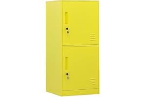 DAYTOYS 2 Door Metal Vertical Storage Locker for Kids Bedroom, Children Room, School, Office, Home ,Stackable Steel Storage Cabinet for Toys, Clothes & Sports Equipment,Anti-falling Device. (2D, yellow)