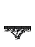 Victoria's Secret Pink Logo Velvet Thong Panty Black Palm Velvet (Medium)