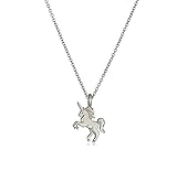 HENGSONG Women Girls Plated Silver Alloy Unicorn Necklace Pendant Charms Chain For Christmas Gift