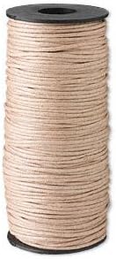 Beading Cord Spool Wax Coated Cotton Beading Cord String Cording for Beads &amp; Jewelry 25 Meter 27 yards (2 mm, Natural Tan)