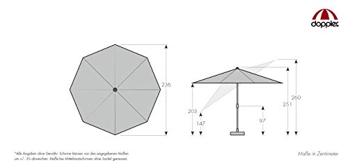 doppler Push Up Sonnenschirm SL-AZ 220 - Ideal für den Balkon oder Garten - ca. 220 cm - Knickbar - Anthrazit… – Bild 4