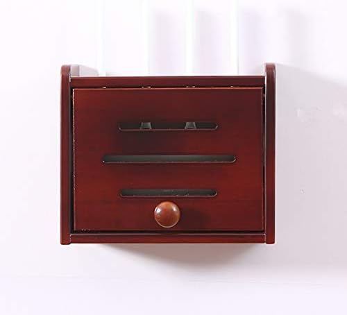 LBYMYB Solid Wood Wireless WiFi Router Storage Box, Wall-Mounted Power Wire Storage Shelf, Wall Occlusion Box Free Punching24.5x9.8x20cm Wall Shelf (Color : F, Size : 24.5x9.8x20cm)