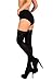 THIGH HIGH Opaque Lace Top Silicone Stockings Nylon Hosiery 40 Den S - XL (Nero, XL)