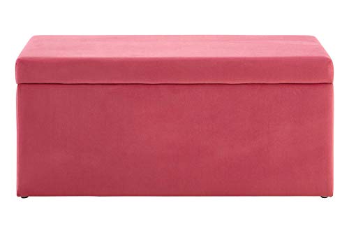 Mia Kids Ottoman, Children's Furniture, Polyester Velvet, Pine Wood, Soft Pink - Ottoman