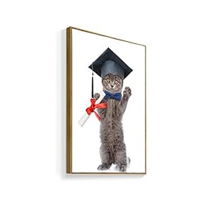Framed Canvas Wall Art for Living Room, Bedroom Humorous Cat Canvas Prints for Home Decoration Ready to Hanging - 16x24 inches