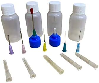 Hobby Craft Assorted Precision Applicator Set with (4) 1 oz Bottles and 7 Different Gauge Blunt Tips