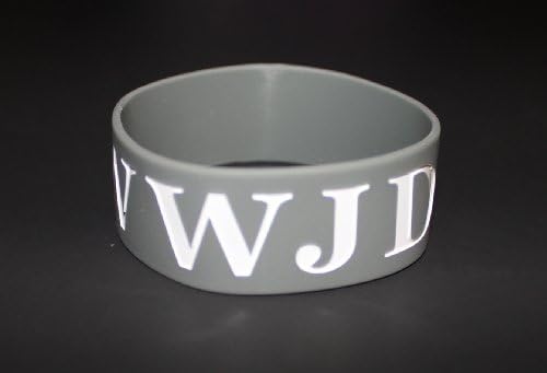 "WWJD" Saying Silicon 1" inch GREY w/ white TEXT Bracelet Wristband ***ORIGINAL DESIGNED BY TIFEPIPHANY**
