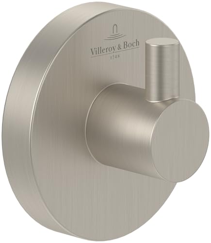 Villeroy & Boch Elements - Tender Towel Hook, Towel Holder for wall Installation, Towel Hook Made from zinc, Bathroom Accessory, Round Bathroom Hook, 54 x 32 x 54 mm, Brushed Nickel