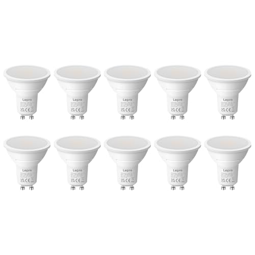 Lepro GU10 LED Bulbs, Warm White 2700K, 4.5W 345lm, 50W Halogen Spotlight Bulb Equivalent, Energy Saving GU10 LED Light Bulbs, 100° Wide Beam, Non-dimmable, Pack of 10