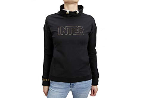 Inter Felpa Donna con ampio Collo ad imbuto in Cotone Stretch Sudadera, Mujer, Negro, XS