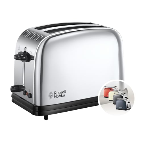 Russell Hobbs Grille Pain [Pour 2 Tranches] Victory Acier Inox (Fentes extra larges, 6 niveaux de Brunissage rapide, Decongele & rechauffe viennoiserie, Ramasse miettes, 1670W) Toaster 23311-56