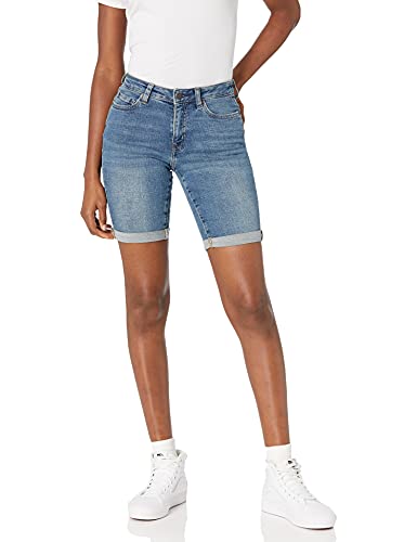 Amazon Essentials Bermuda in Denim con Tasche, Vestibilità Aderente Donna, Delavé Medio, 46