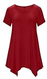 DB MOON Flowy Swing Tops Plus Size ( Wine Red,3XL )