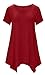 DB MOON Flowy Swing Tops Plus Size ( Wine Red,3XL )
