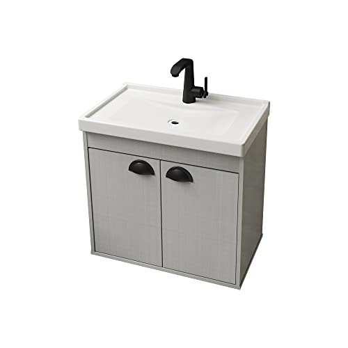 RIVERZZA Gabinete Armario para Banheiro 100% MDF com Cuba - Siena Lineo 50cm