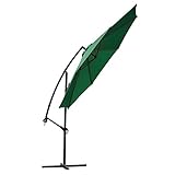 FARLAND 10 ft Offset Cantilever Patio Umbrella Outdoor Market Hanging Umbrellas & cranks, 8 Ribs (10 ft, Dark Green)