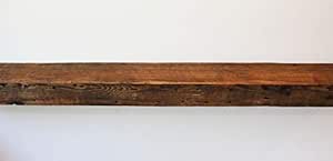 Parkco Rustic Fireplace Floating Mantel Shelf - Rustic Reclaimed Barn Wood Wall Decor. Mounting Hardware Included (78" W x 5" D x 2.75" H)