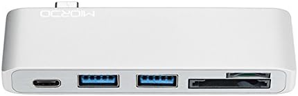 MIORDO Type-C USB 3.0 5 in 1 Combo Hub for MacBook Pro 2016/2017, Aluminum Multiport Adapter, Silver