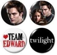 Team Edward Twilight Mini Buttons/Pins/Badges 1" - set of 4