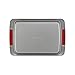 Cake Boss Deluxe Nonstick Bakeware 9-Inch x 13-Inch Covered Cake Pan, Gray with Red Silicone Grips