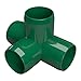 FORMUFIT 1” 4-Way Tee Furniture Grade PVC Fitting in Green, Made in USA, UV-Resistant, Impact-Proof, 1.315” Actual Socket Diameter (Pack of 4) - F0014WT-GR-4