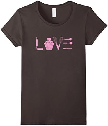 Womens Love Baking T-Shirt XL Asphalt