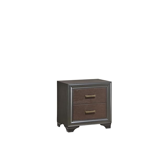 Emerald Home Prelude Honey Black and Brown Nightstand with Mirror