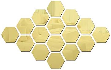 Hexagon Sticker 42 PCS Hexagonal Detachable Mirror Acrylic Wall Sticker Self-Adhesive Six-Sided Home Living Room Bedroom…