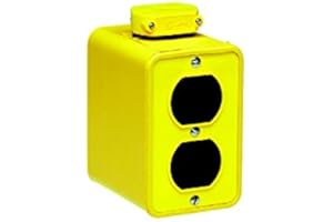 Woodhead 3000-10 Super-Safeway Multiple Outlet Box - Yellow, Double Sided Duplex Outlet Box with Standard Depth, C-Clamp, Duplex Cover Plates, 4 Outlets