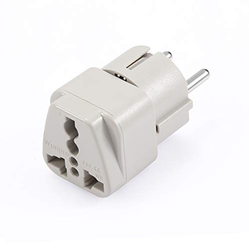 Wonpro Grounded Schuko Travel Plug Adapter Type E/F for Spain, France